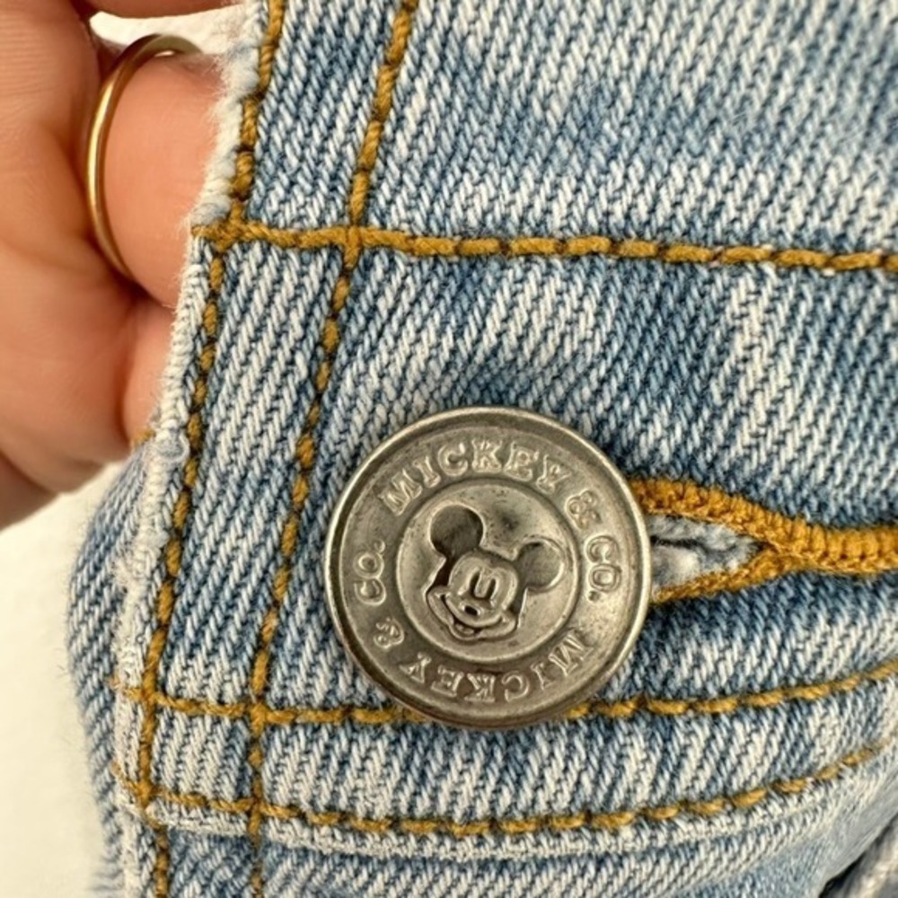 Vintage 90s Mickey & Co Denim Jean Overalls Kids Embroidered Patches Disney - Picture 5 of 13